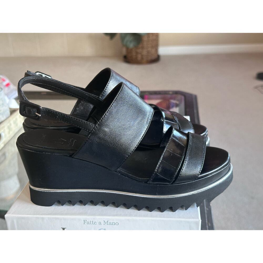 Luca Grossi - Black Wedge Women’s Shoes - Size 39 ½” Made in Italy